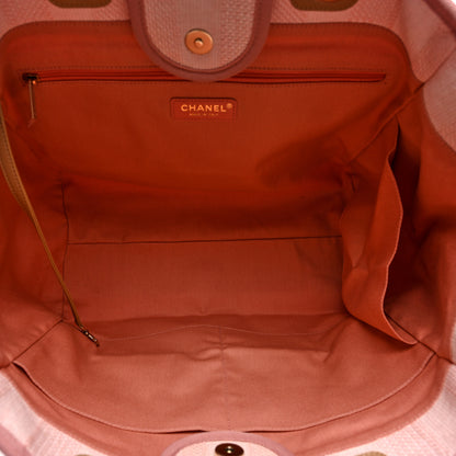 Chanel Mixed Fibers Calfskin Striped Medium Deauville Tote Light Pink 5 of 9
