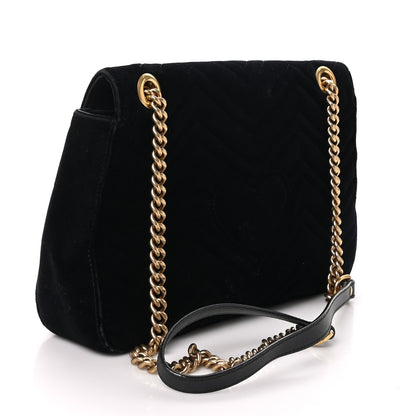 Gucci Velvet Matelasse Medium GG Marmont Shoulder Bag Black 3 of 10