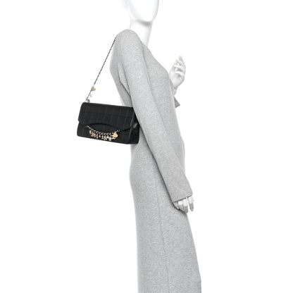 Chanel Lambskin Quilted Crystal Chocolate Bar Charm Flap Black 2 of 15