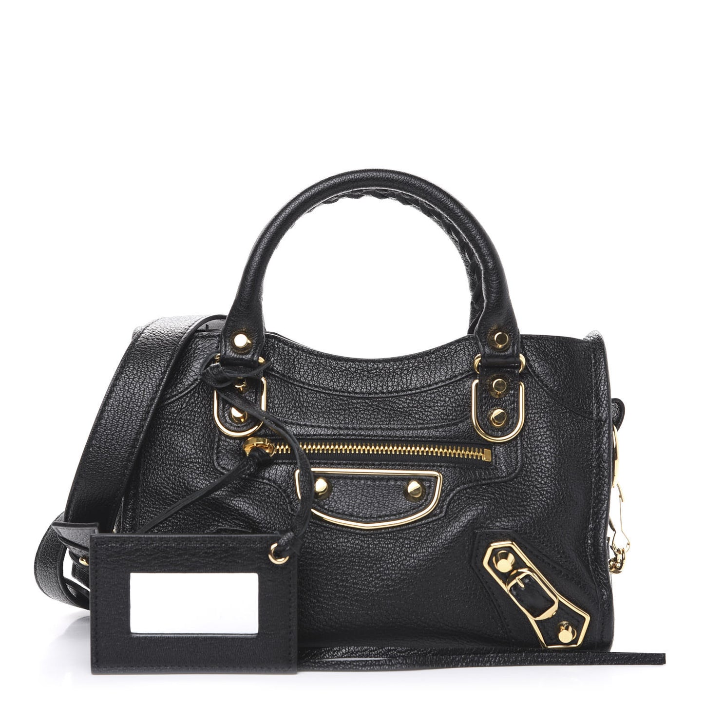 Chevre Gold Metallic Edge Hardware Mini City Black