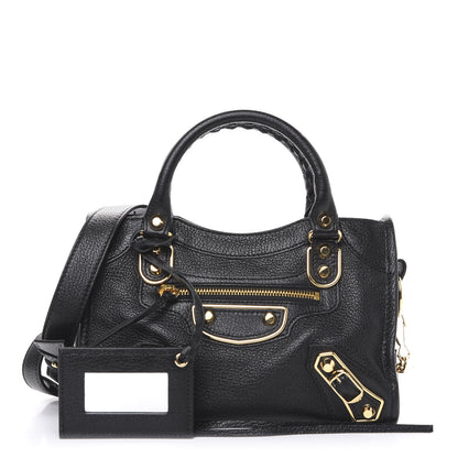 Balenciaga Chevre Gold Metallic Edge Hardware Mini City Black 1 of 8