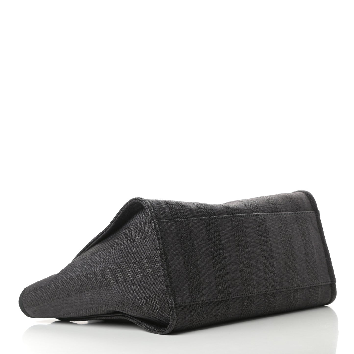 Mixed Fibers Calfskin Striped Medium Deauville Tote Black