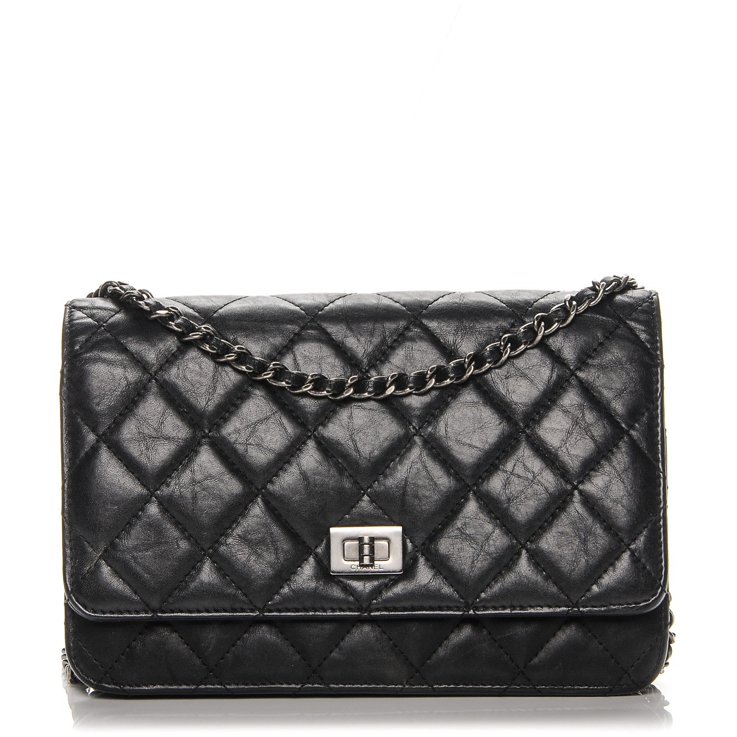Chanel Aged Calfskin Reissue Wallet On Chain WOC Black 1 of 7