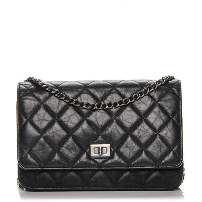Chanel Aged Calfskin Reissue Wallet On Chain WOC Black 1 of 7