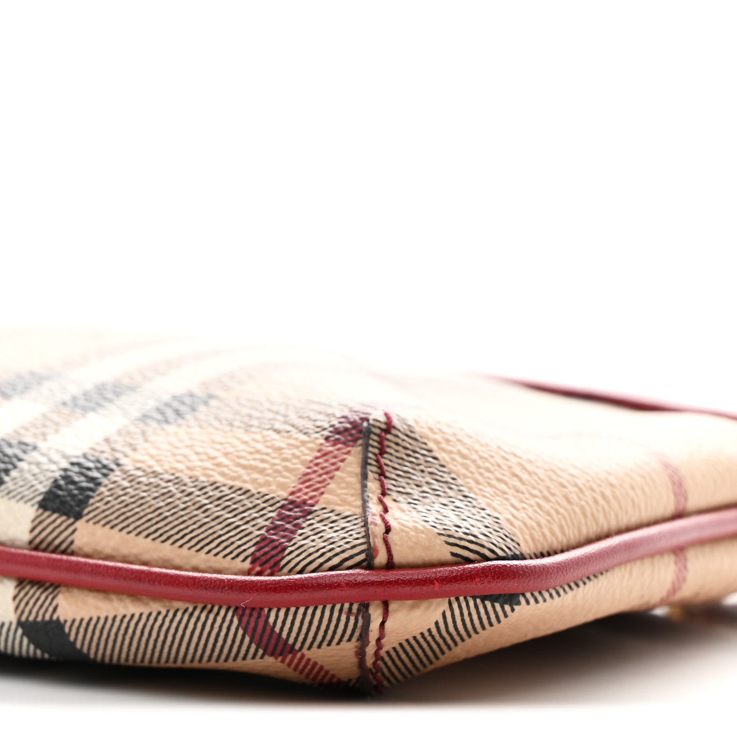 BURBERRY ショルダー バッグ クラッチ レザー MILITARY RED Burberry Leather Trim Haymarket Check Clara Clutch Shoulder Bag