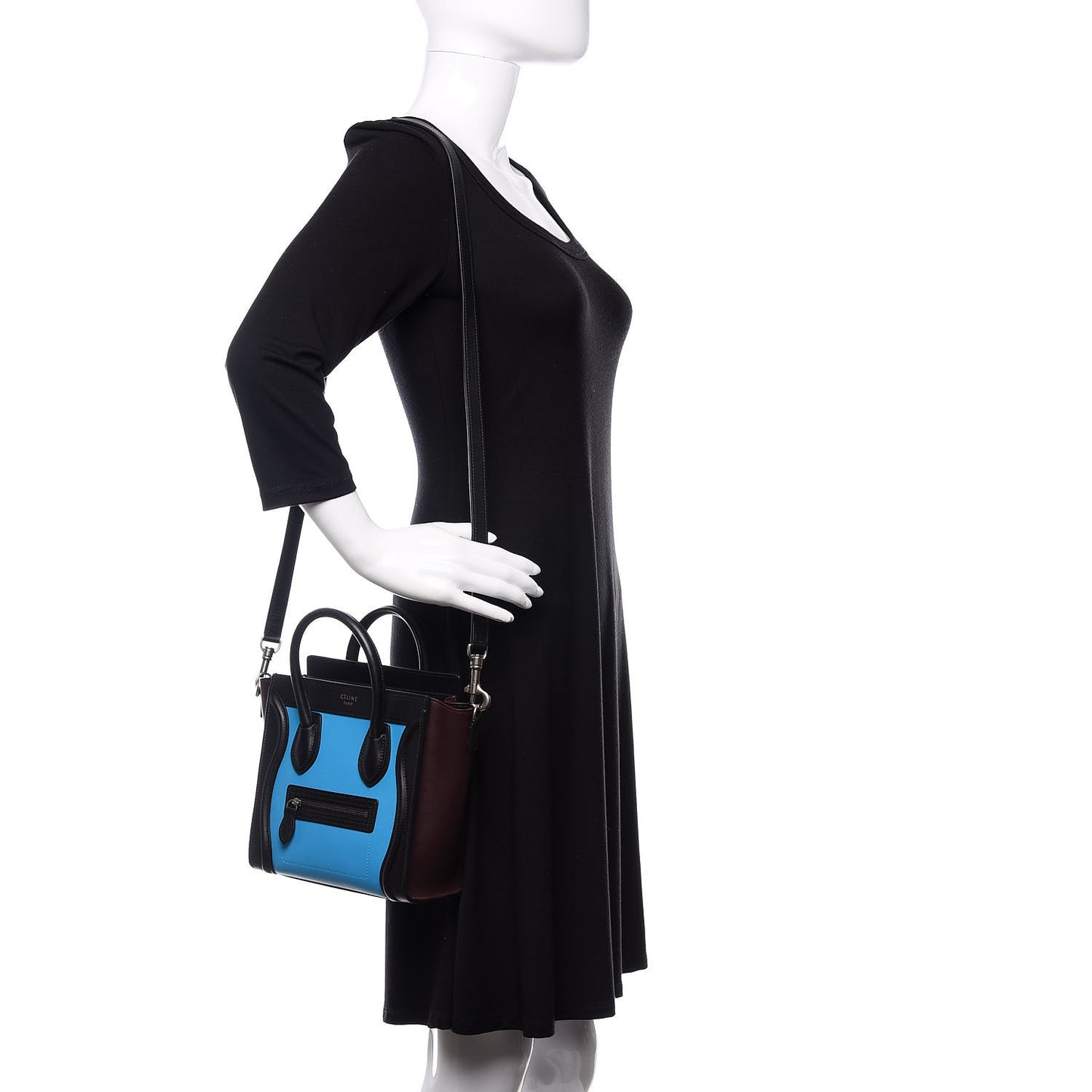Smooth Calfskin Nano Tri-Color Luggage Turquoise