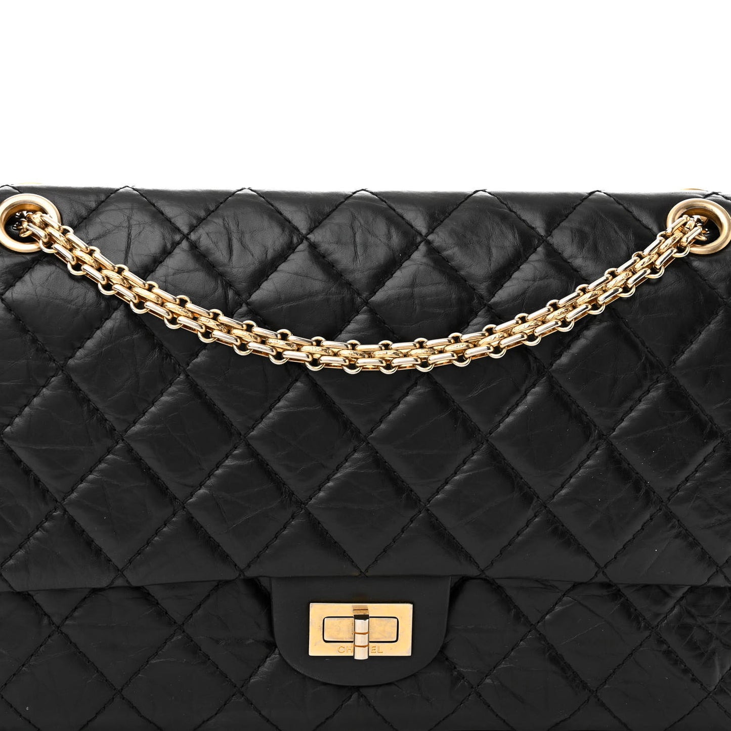Aged Calfskin Quilted 50th Anniversary 2.55 Reissue 226 Flap Black