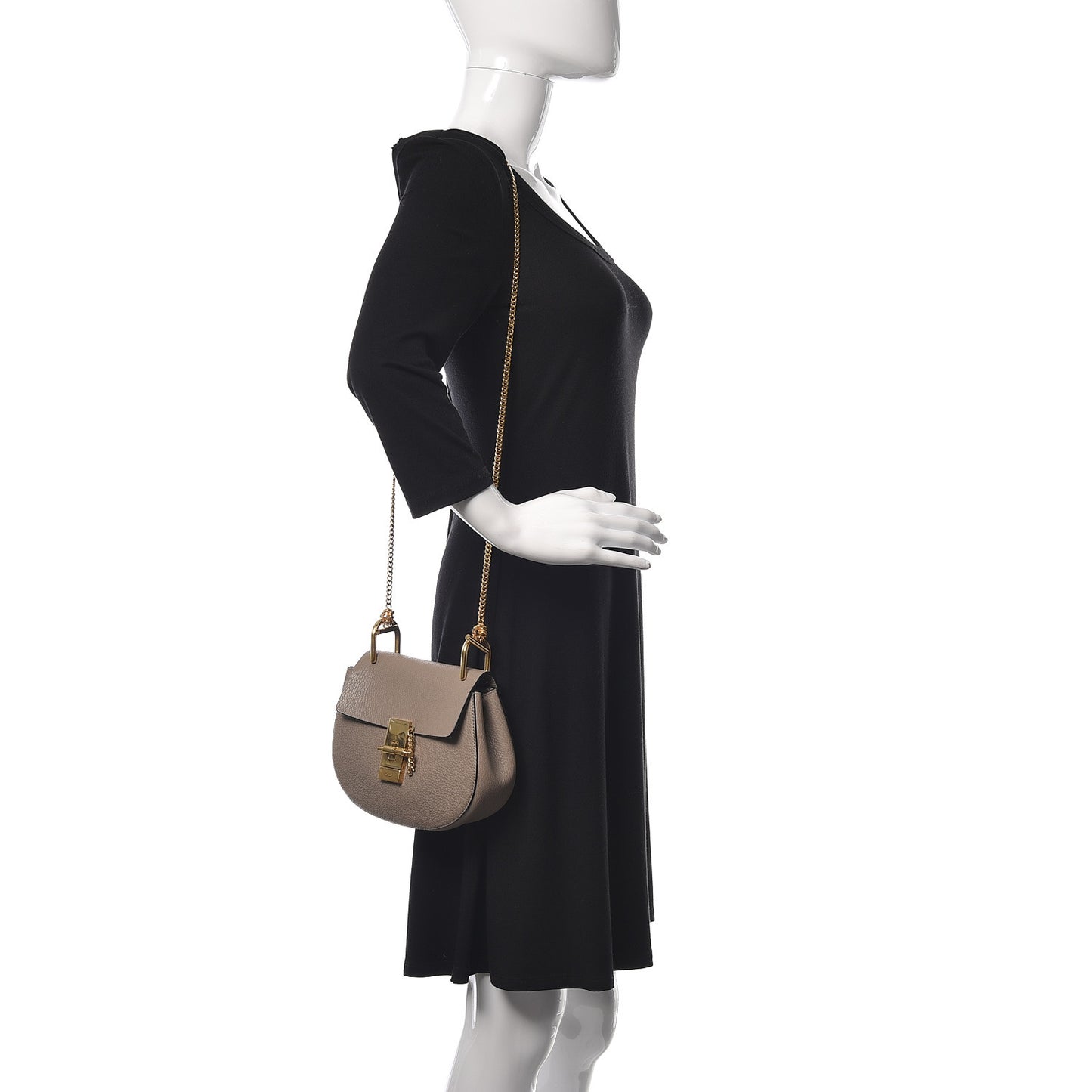 Grained Lambskin Mini Drew Shoulder Bag Motty Grey