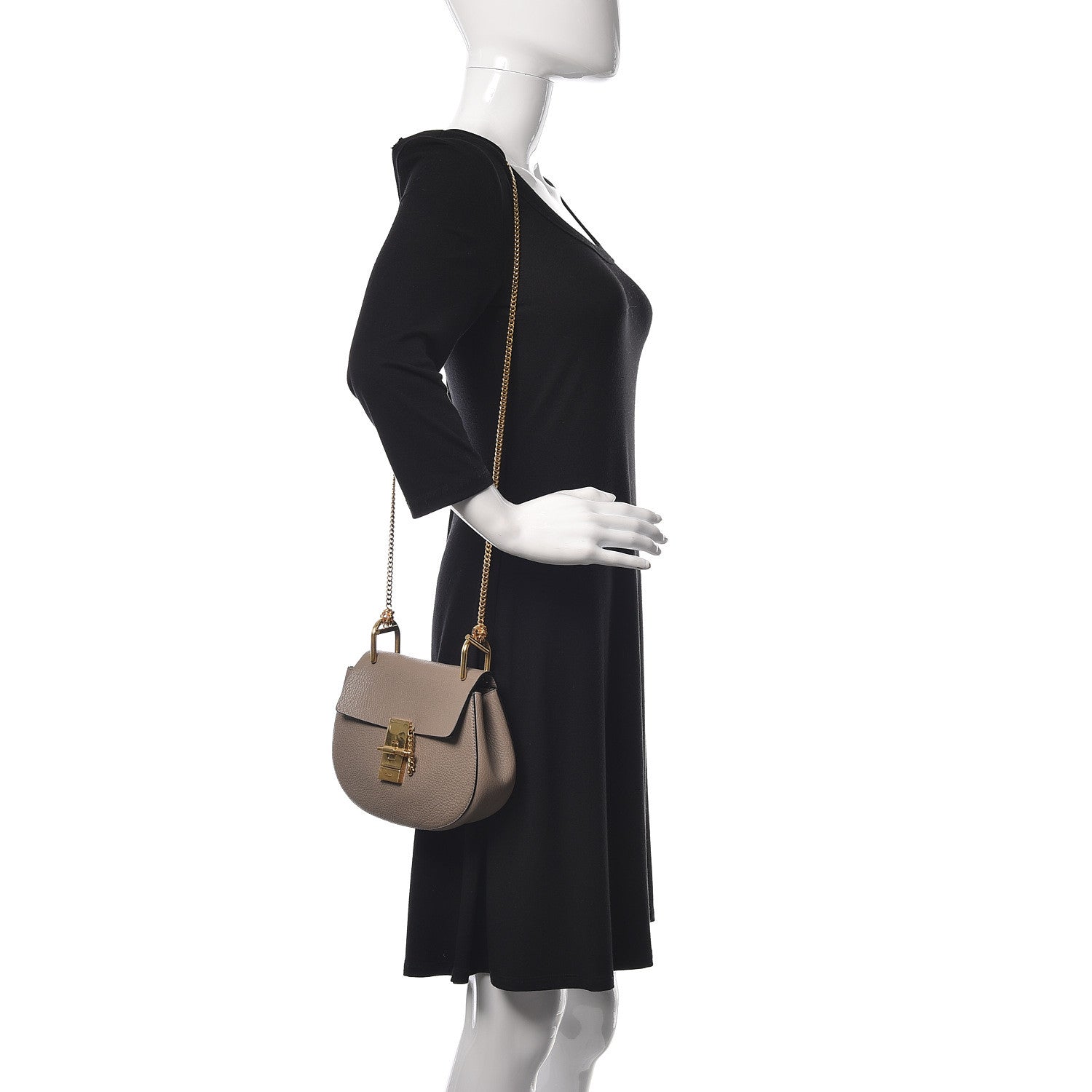 Chloe Grained Lambskin Mini Drew Shoulder Bag Motty Grey 2 of 9