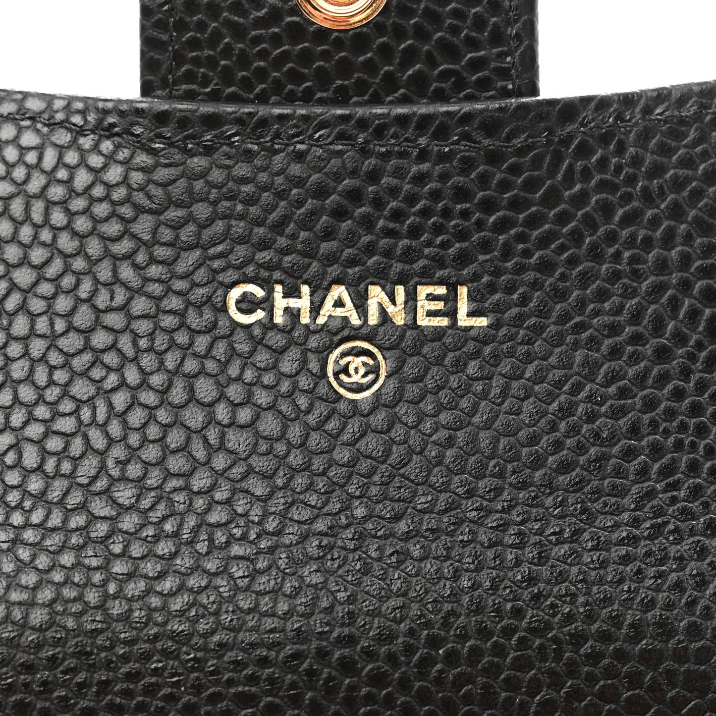 Caviar Quilted Flap Card Holder Wallet Black