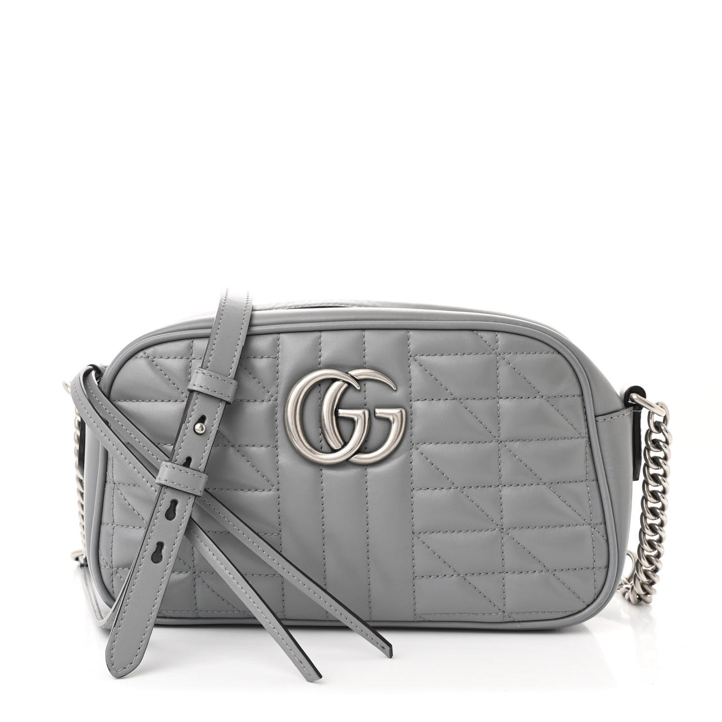 Calfskin Matelasse Aria Small GG Marmont Chain Shoulder Bag Deep Grey