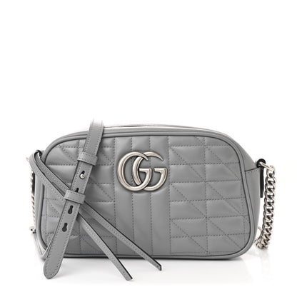 Gucci Calfskin Matelasse Aria Small GG Marmont Chain Shoulder Bag Deep Grey 1 of 10