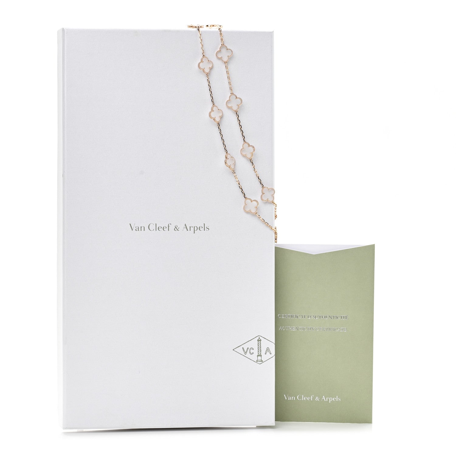 Van Cleef & Arpels 18K Yellow Gold Rock Crystal 20 Motifs Vintage Alhambra Necklace 7 of 7