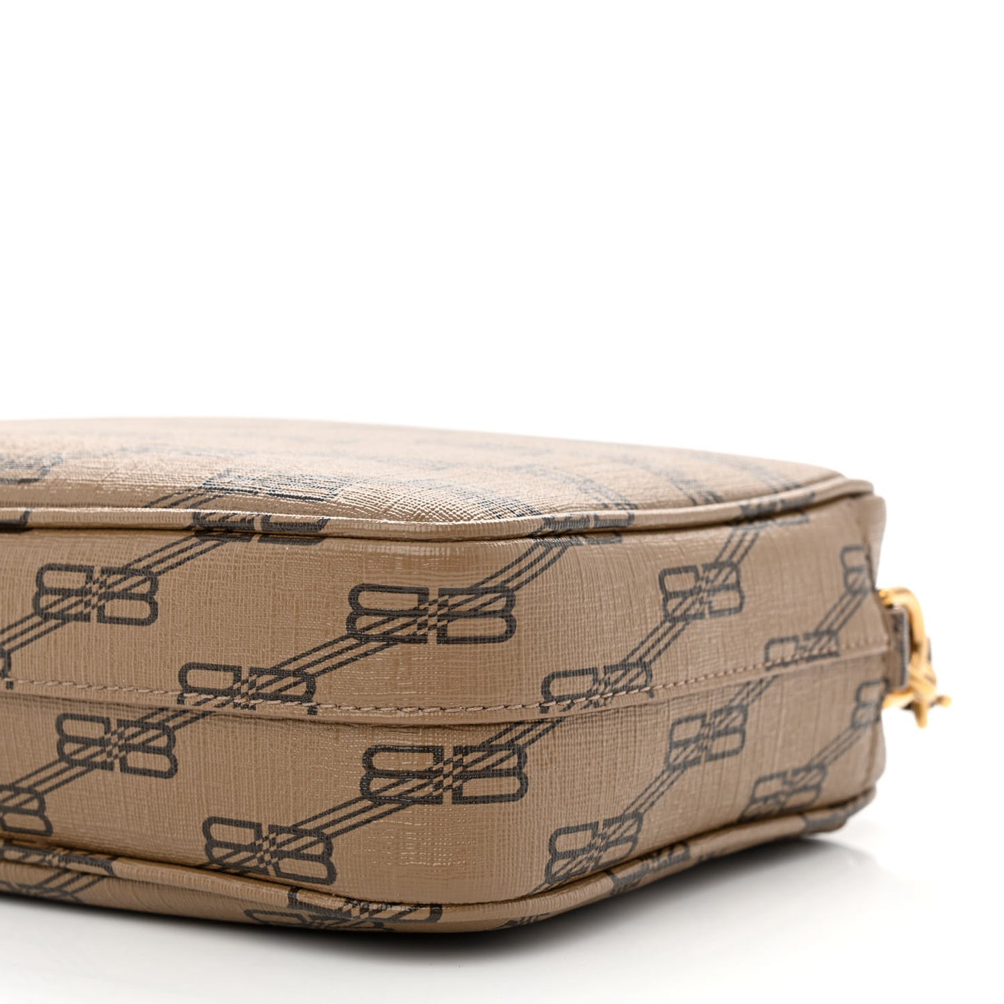 Coated Canvas BB Monogram Medium Signature Camera Bag Beige Brown