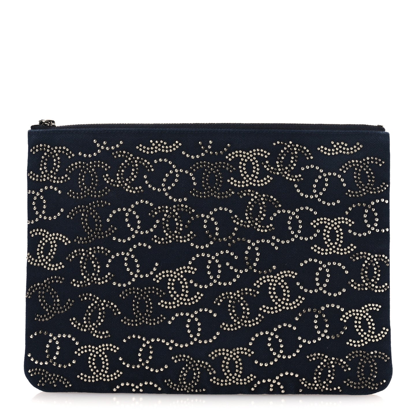 Canvas Studded CC Medium Cosmetic Pouch Navy