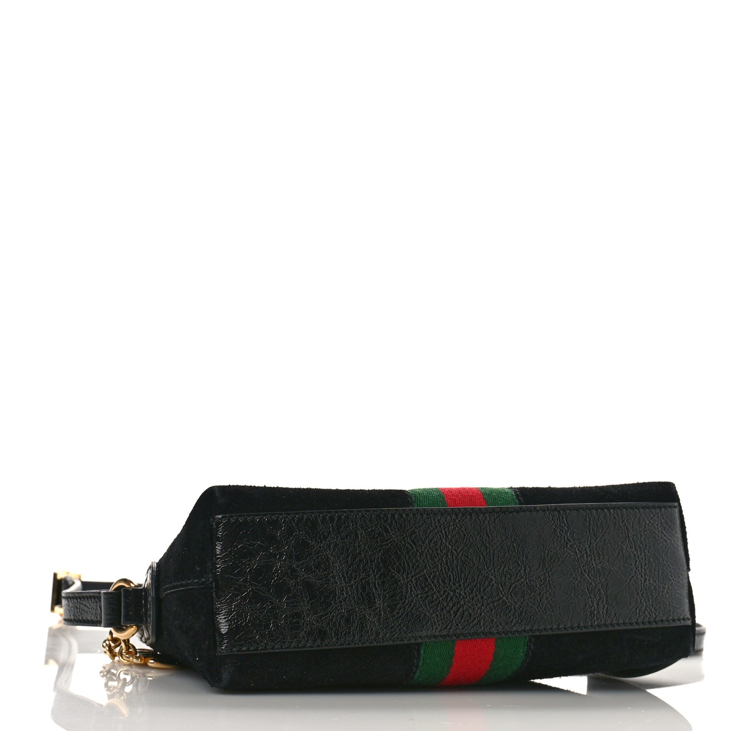 Suede Patent Web GG Small Ophidia Dome Shoulder Bag Black