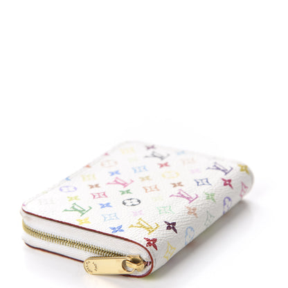 Louis Vuitton Monogram Multicolor Zippy Coin Purse Wallet White Litchi 4 of 7