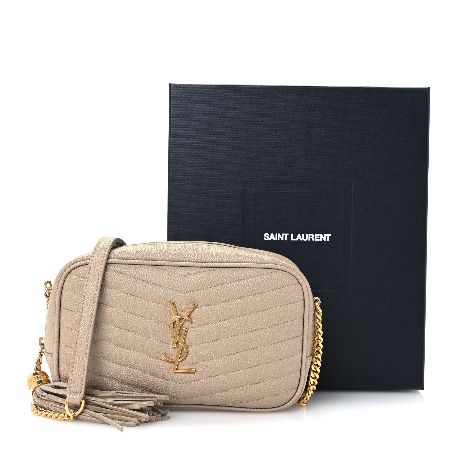 Saint Laurent Grain De Poudre Matelasse Monogram Mini Lou Camera Bag Dark Beige 11 of 11