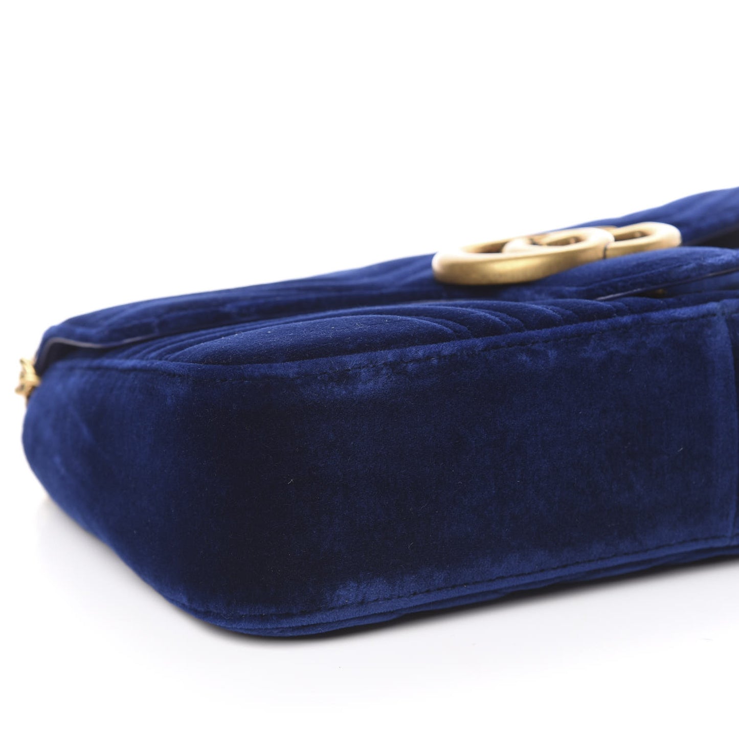 Velvet Matelasse Medium GG Marmont Shoulder Bag Cobalt Blue