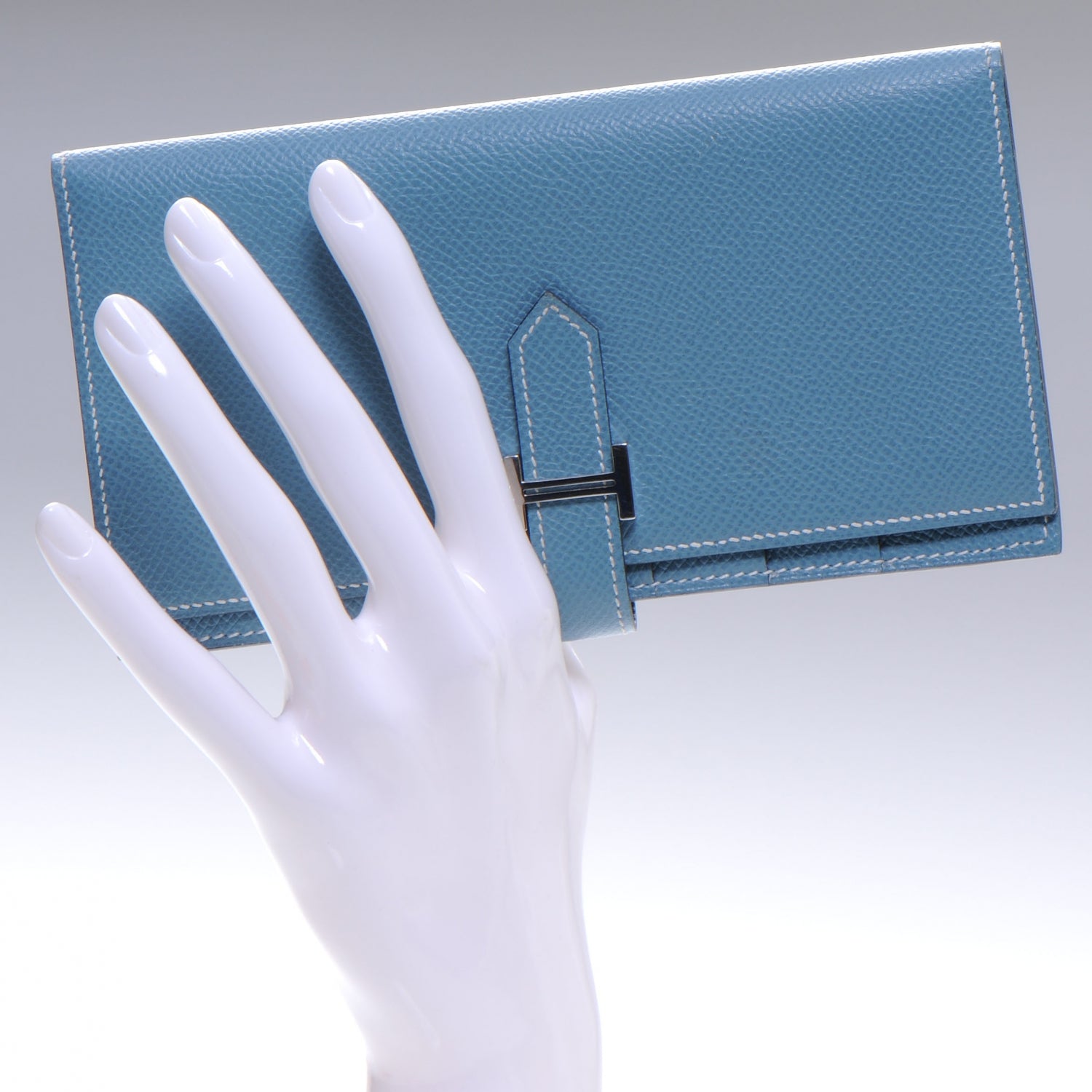 Hermes Epsom Bearn Wallet Blue Jean 2 of 8