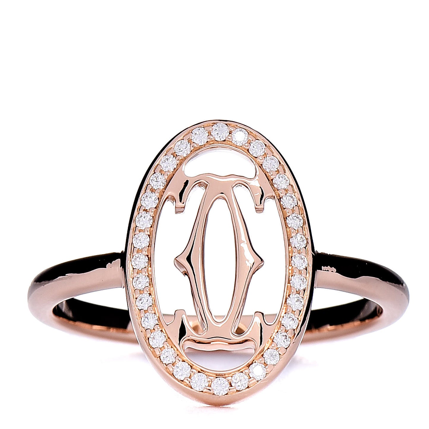 18K Pink Gold Diamond Logo Double C Ring 55 7.25