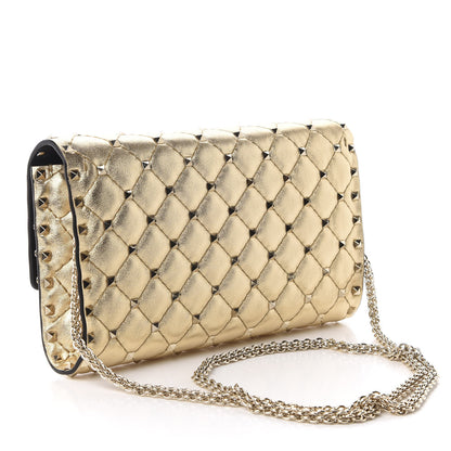 Valentino Garavani Metallic Nappa Rockstud Spike Wallet on Chain Mekong 3 of 10
