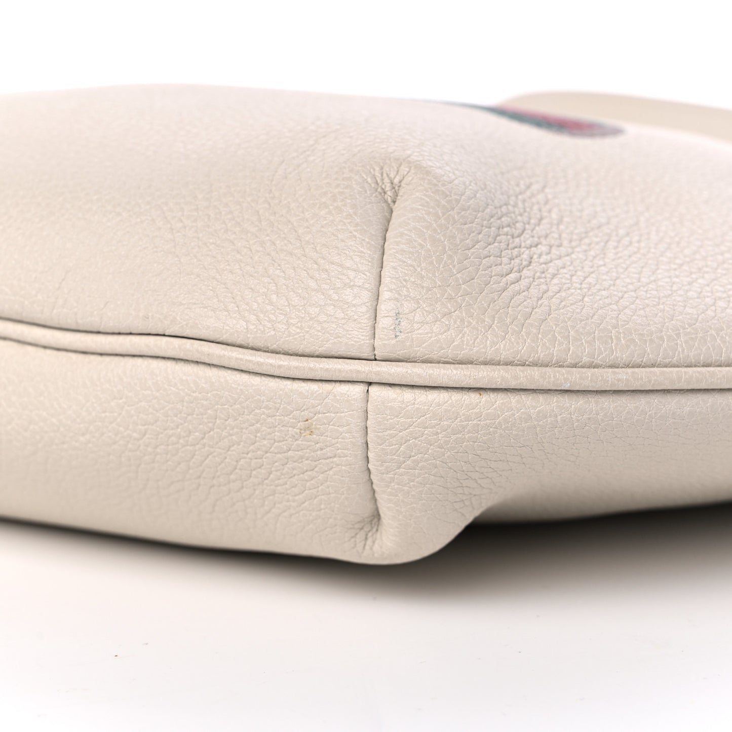 Grained Calfskin Logo Half Moon Hobo White