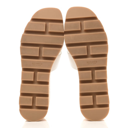 Hermes Calfskin Cork Eze 30 Sandals 37 White 5 of 9