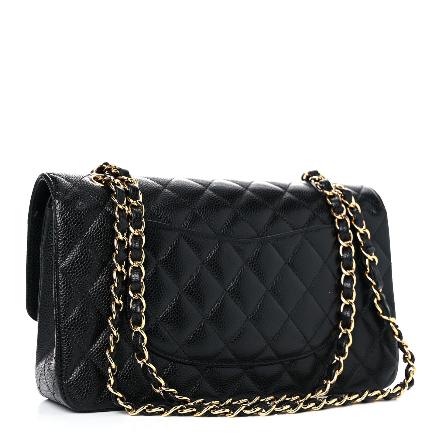 Caviar Quilted Medium Double Flap Black