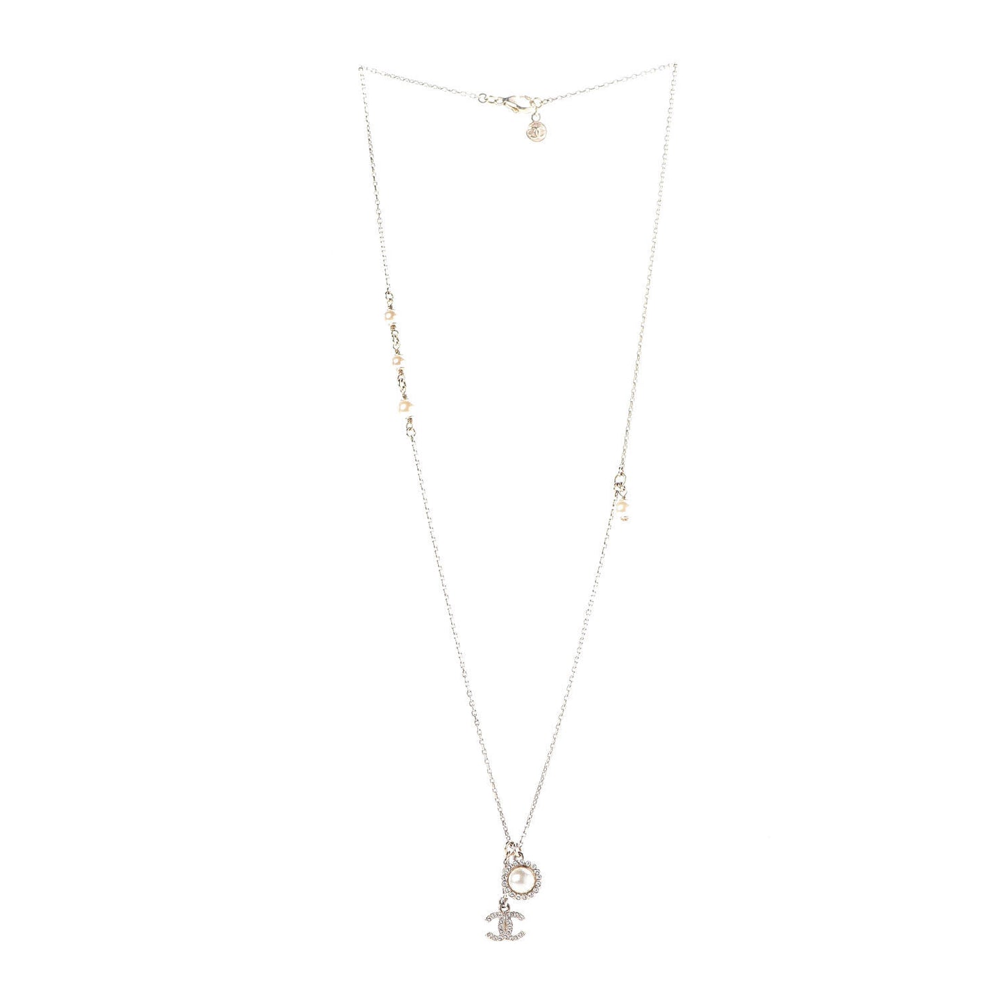 Pearl Crystal CC Necklace Gold