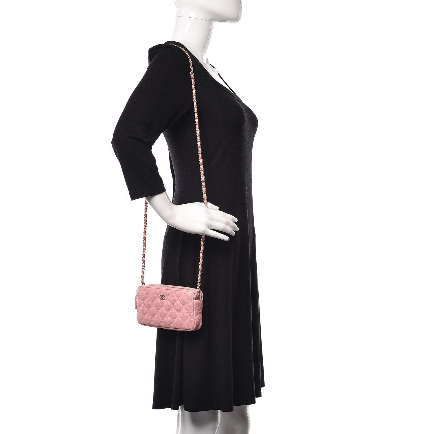 Chanel Iridescent Caviar Quilted Small Clutch With Chain Pink 2 of 13