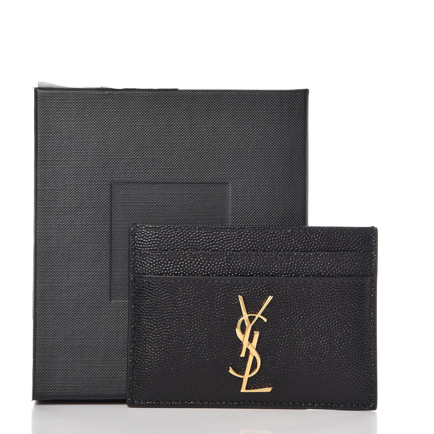 Saint Laurent Grain De Poudre Monogram Credit Card Case Black 8 of 8