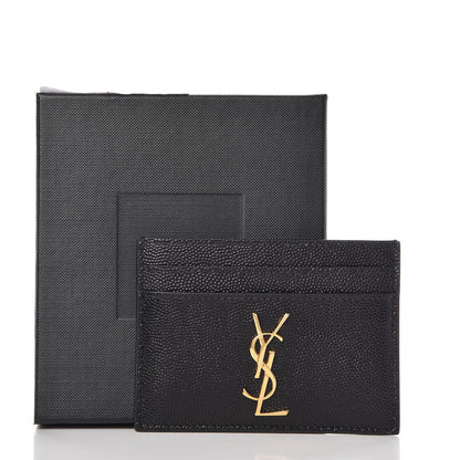 Saint Laurent Grain De Poudre Monogram Credit Card Case Black 8 of 8