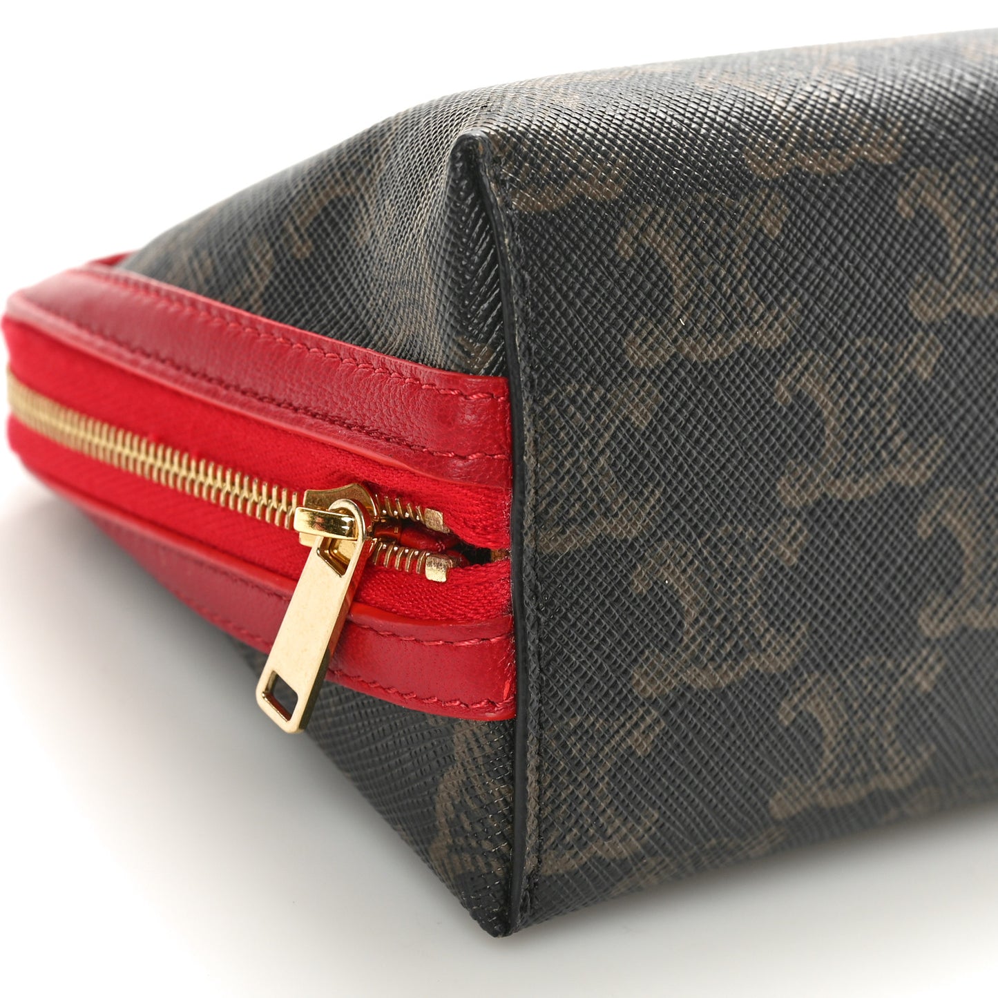 Lambskin Triomphe Canvas Clutch With Chain Red