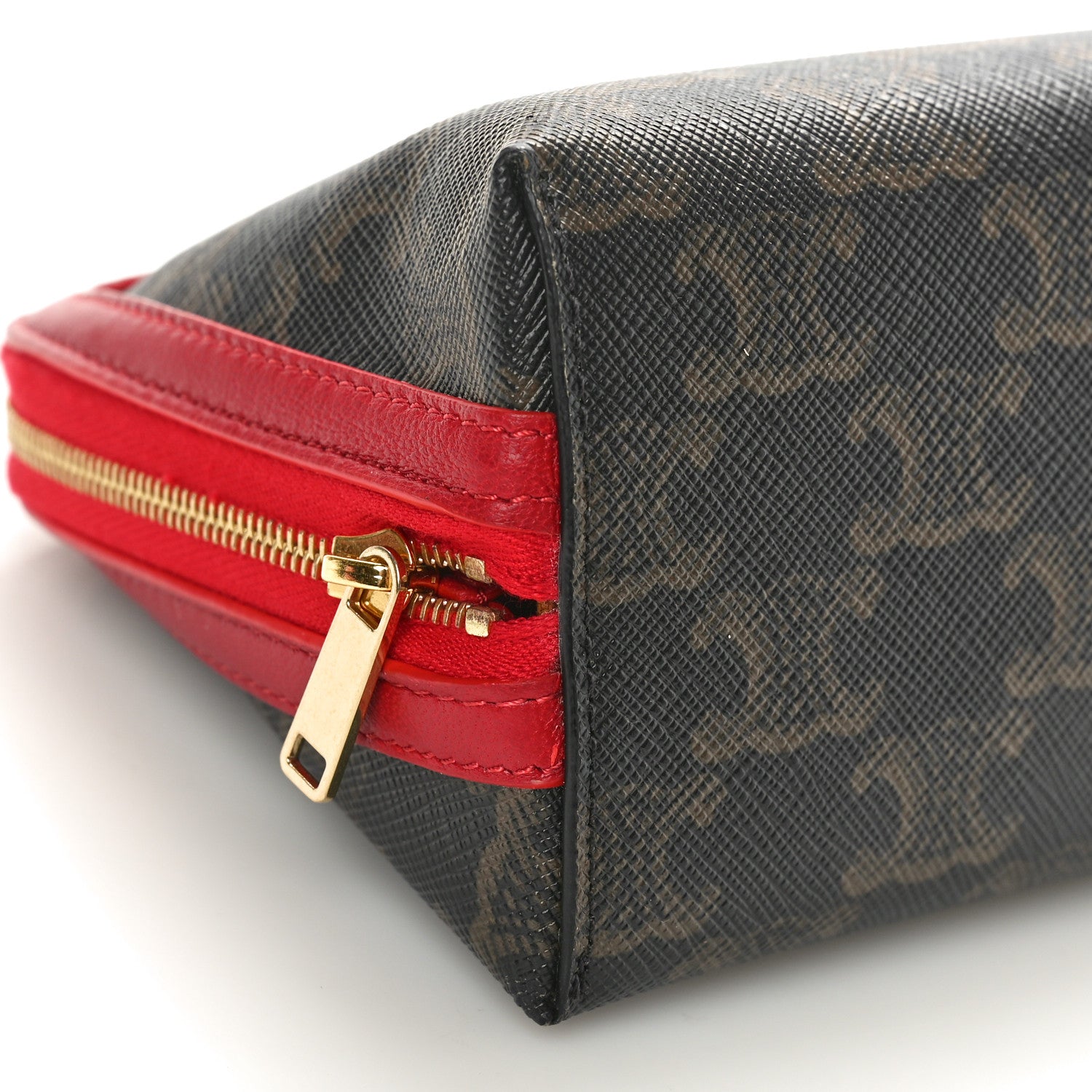 Celine Lambskin Triomphe Canvas Clutch With Chain Red 8 of 10