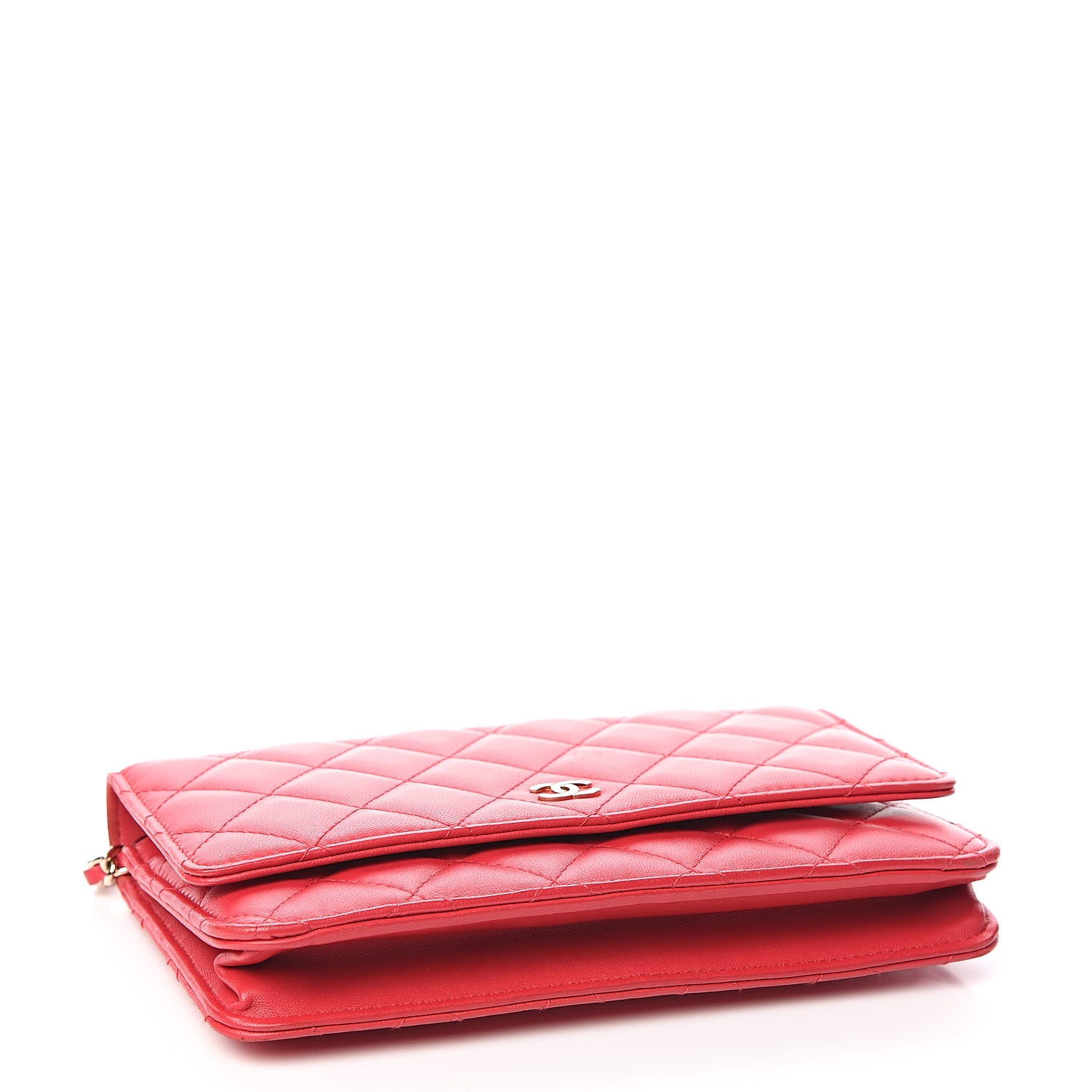 Chanel Lambskin Quilted Wallet On Chain WOC Red 4 of 12