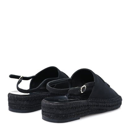 Chanel Canvas Strass CC Espadrille Slingback Sandals 38 Black 5 of 9