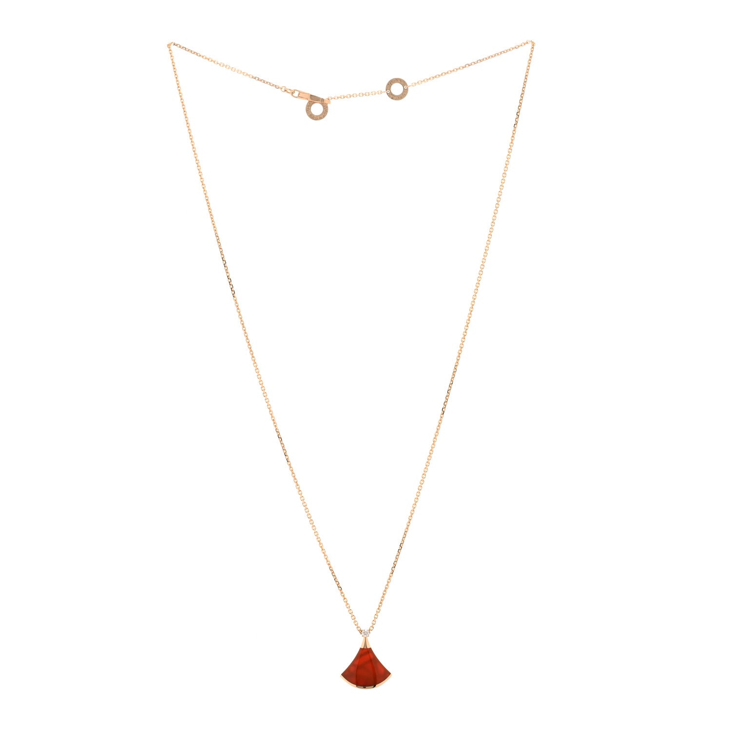 Bulgari 18K Rose Gold Diamond Carnelian Divas' Dream Pendant Necklace 2 of 3