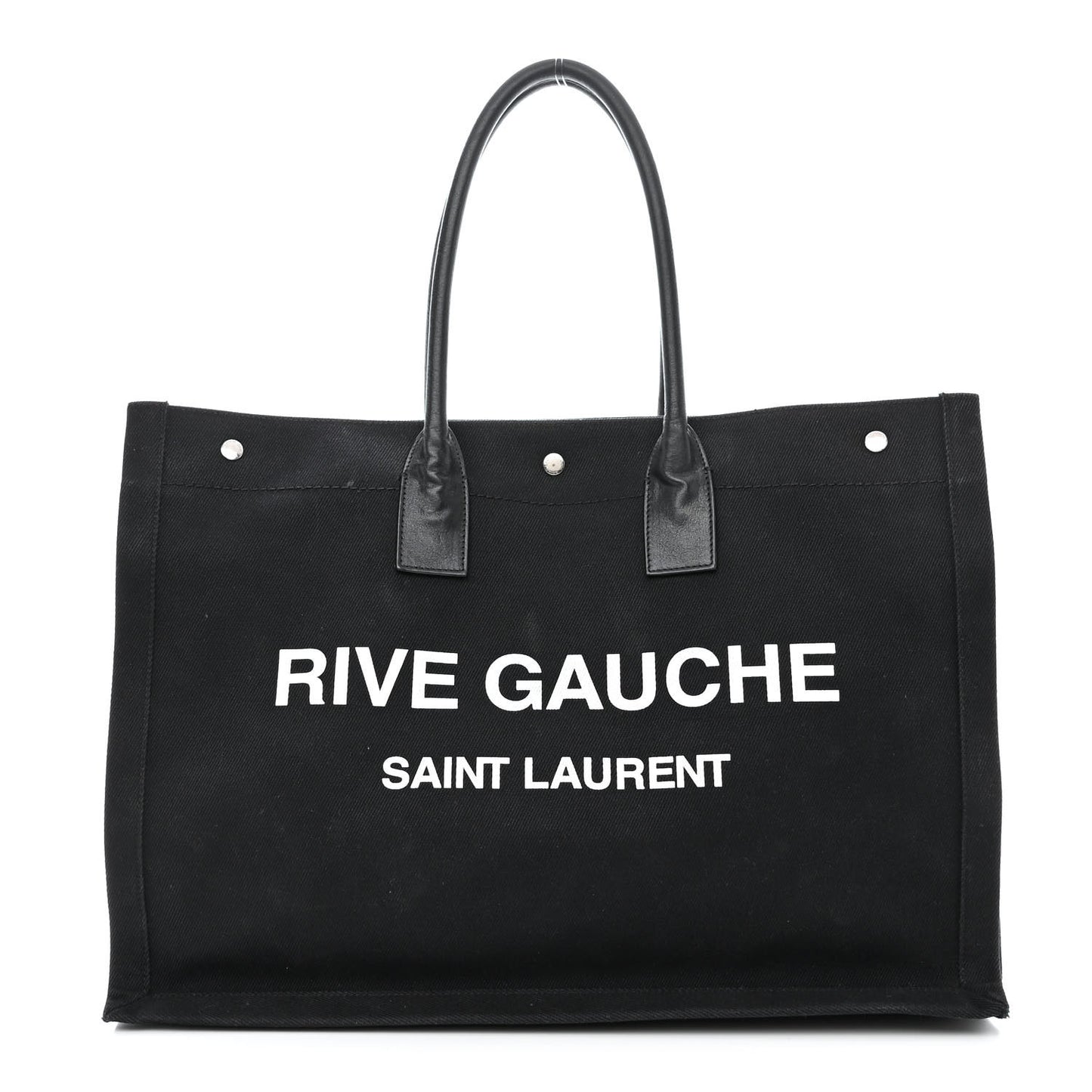 Linen Calfskin Rive Gauche Tote Black