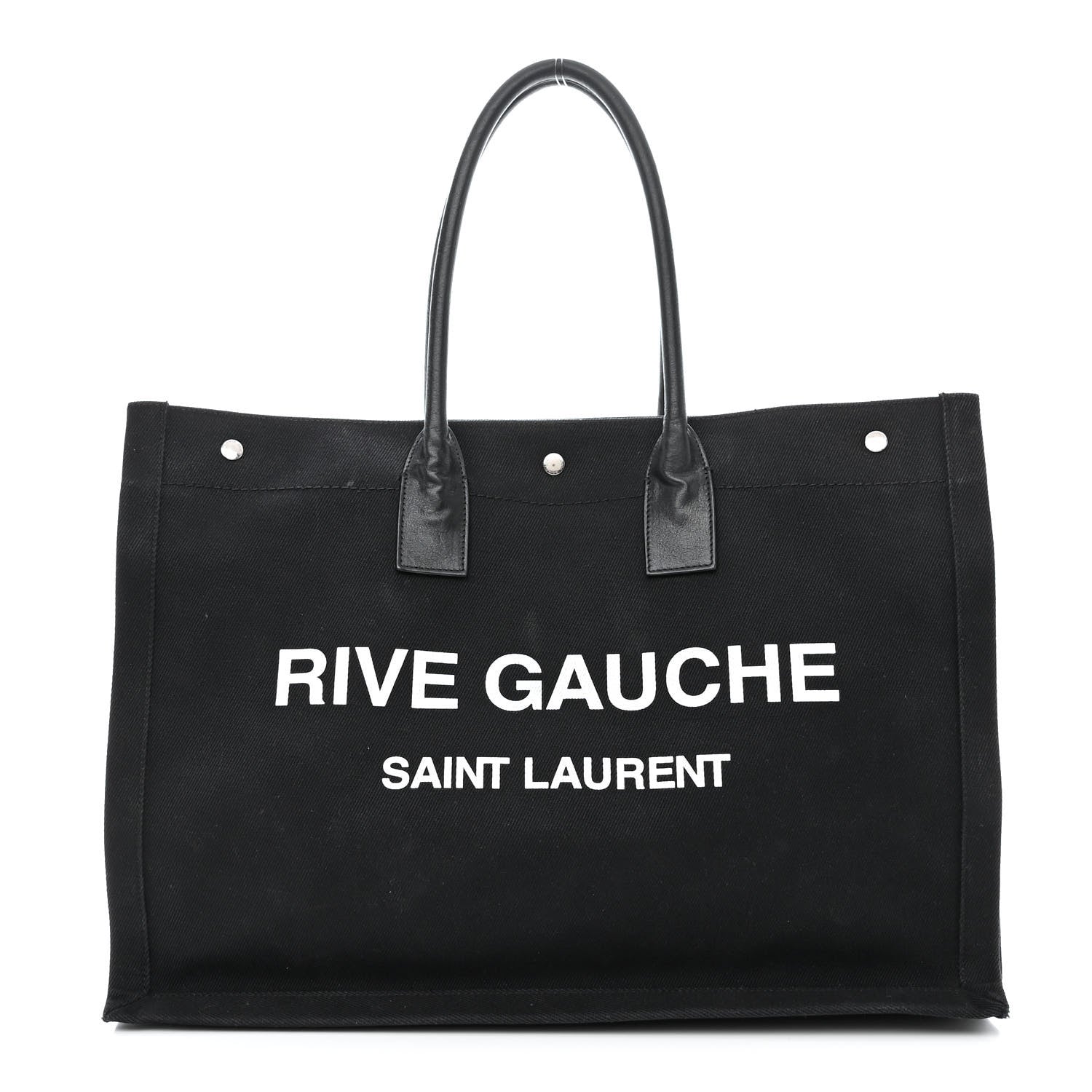 Saint Laurent Linen Calfskin Rive Gauche Tote Black 1 of 17