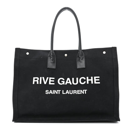 Saint Laurent Linen Calfskin Rive Gauche Tote Black 1 of 17