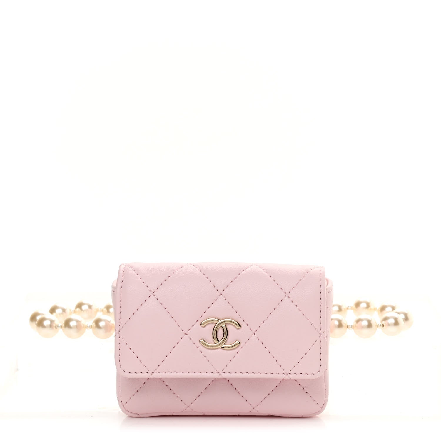 Chanel Lambskin Quilted Pearl Chain Belt Bag Light Pink 1 of 13