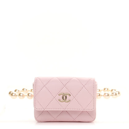 Chanel Lambskin Quilted Pearl Chain Belt Bag Light Pink 1 of 13