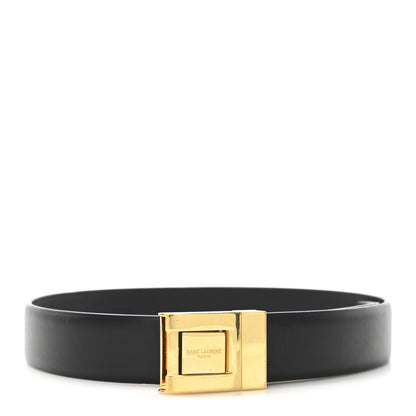 Saint Laurent Smooth Calfskin Thin Anchor Belt 70 28 Black 1 of 5
