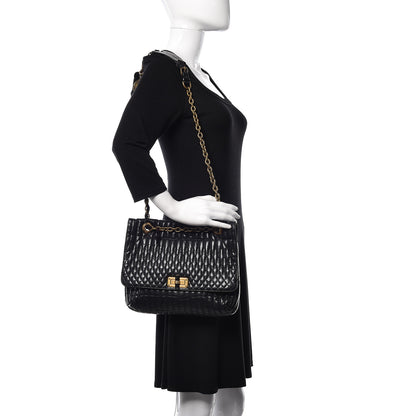 Lanvin Hammered Calfskin Medium Happy Edgy Shoulder Bag Black 2 of 13