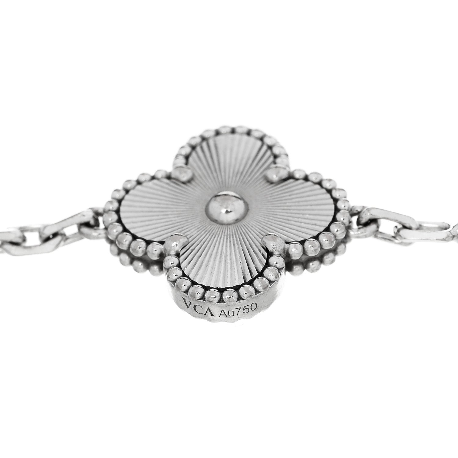 Van Cleef & Arpels 18K White Gold 5 Motifs Guilloche Vintage Alhambra Bracelet 3 of 4