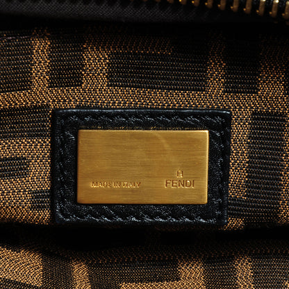 Fendi Goatskin Zucca Large Peekaboo Iconic Satchel Black Tobacco 8 of 9