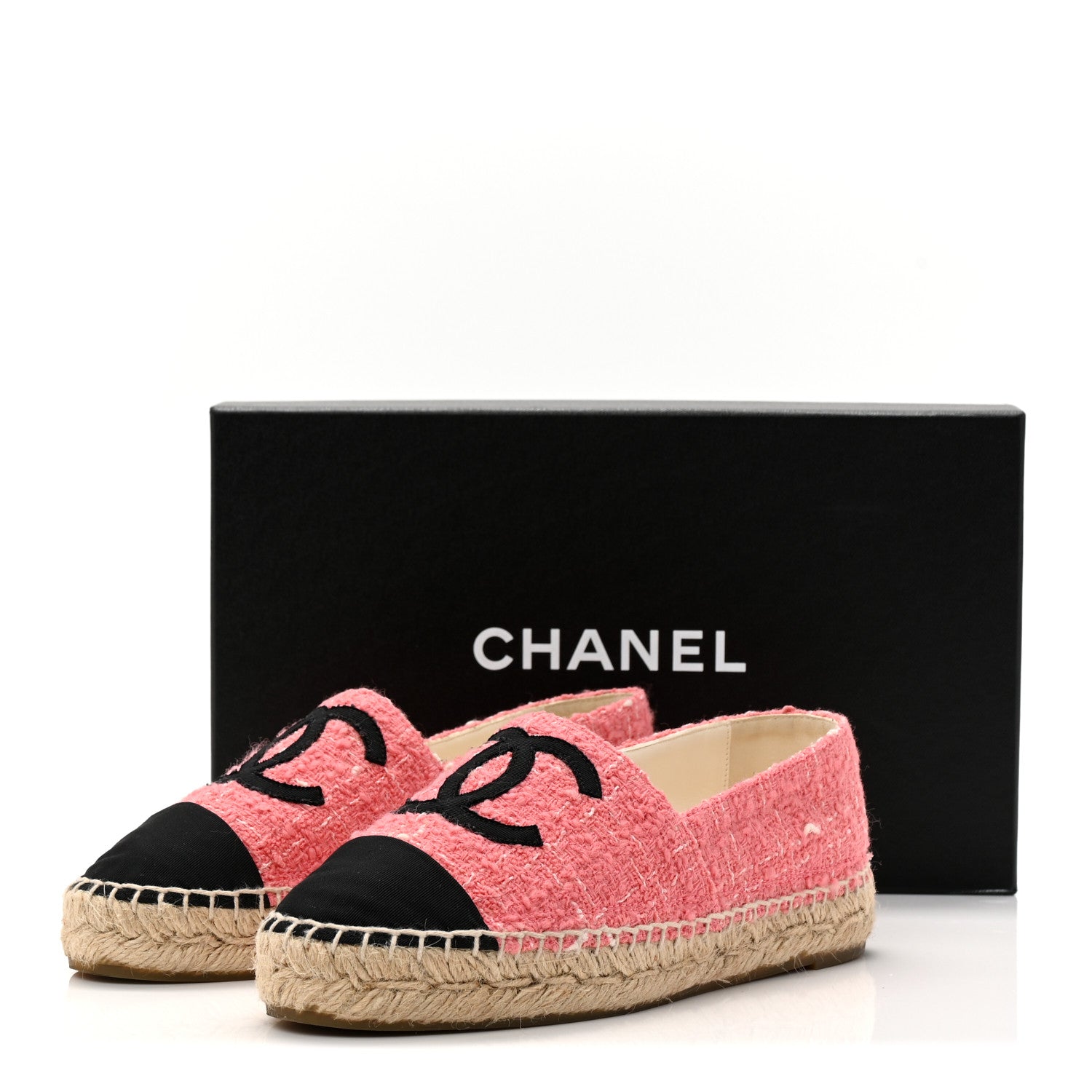 Chanel Tweed Grosgrain CC Espadrilles 35 Pink 10 of 10