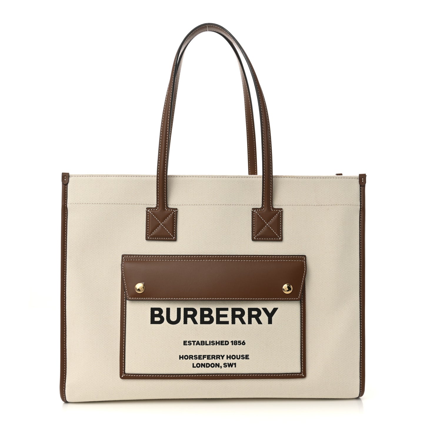 Canvas Smooth Calfskin Medium Two Tone Freya Tote Natural Tan