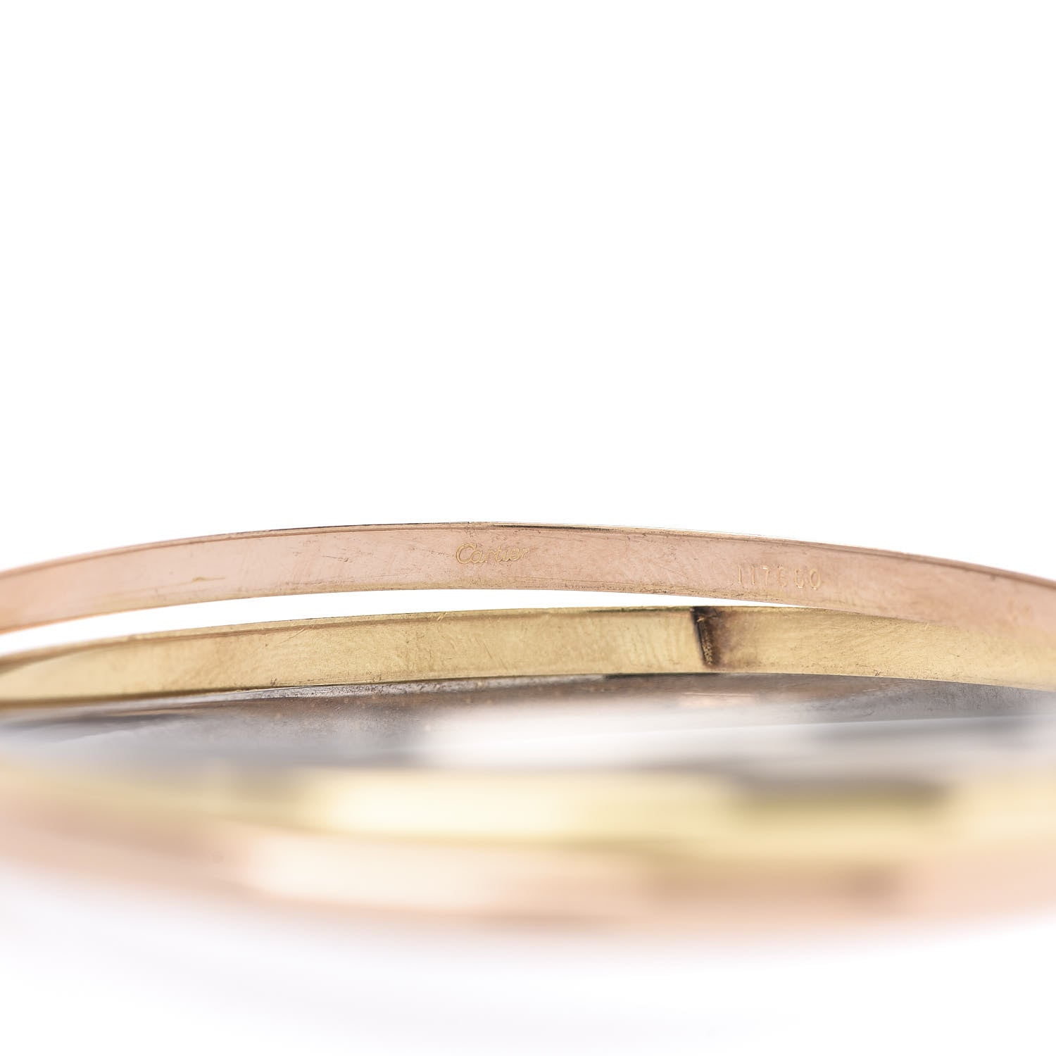 Cartier 18K Pink Yellow White Gold Trinity Bangle Bracelet 64 4 of 5